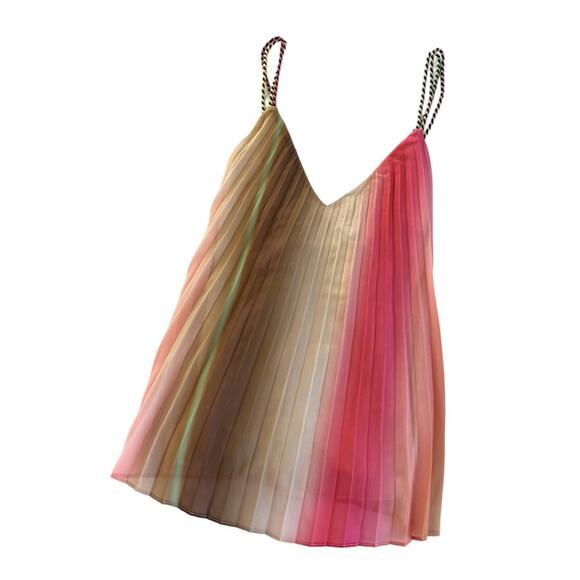 Scotch & Soda Pleated Ombre Rainbow Sleeveless Blouse Boho Tank Top Size 34 NWT - Picture 1 of 11